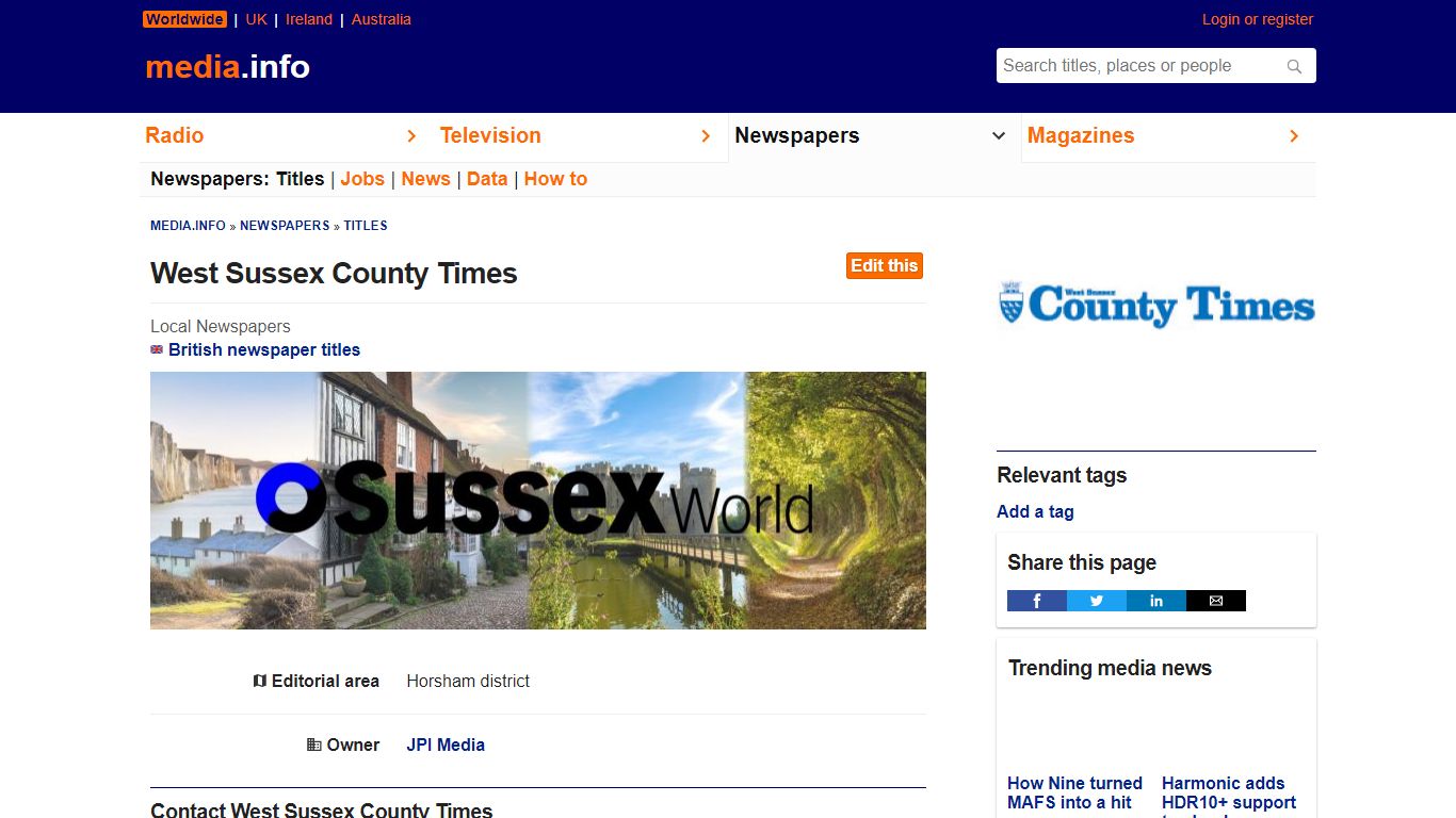 West Sussex County Times - media